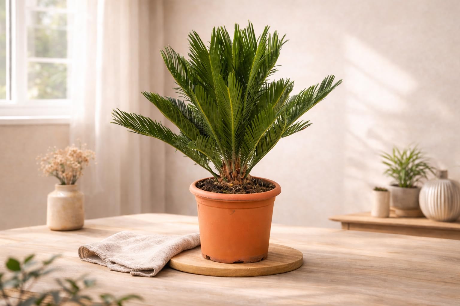 VANDAS Cycas Revoluta – Pianta Ornamentale a Tronco Elegante | Foglie Pennate Verde Scuro | Ideale per Interni ed Esterni in Climi Miti | Made in Italy
