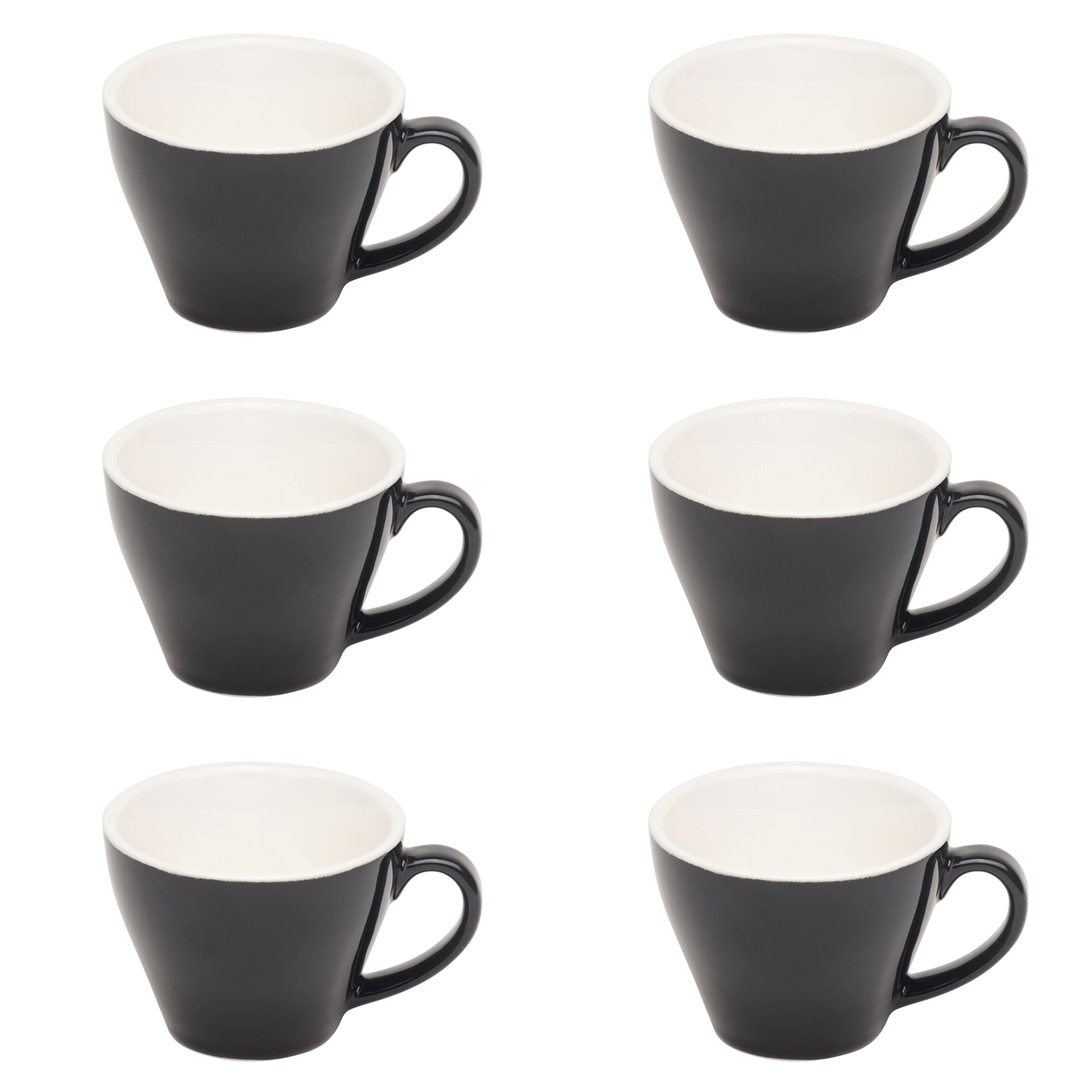 Gastro Spirit - 6er Doppel/Doppio Espresso-Tassen Set - Schwarz, 180 ml, Porzellan, dickwandig, spülmaschinenfest, italienisches Design - 6-teiliges Kaffee-Tassen Set