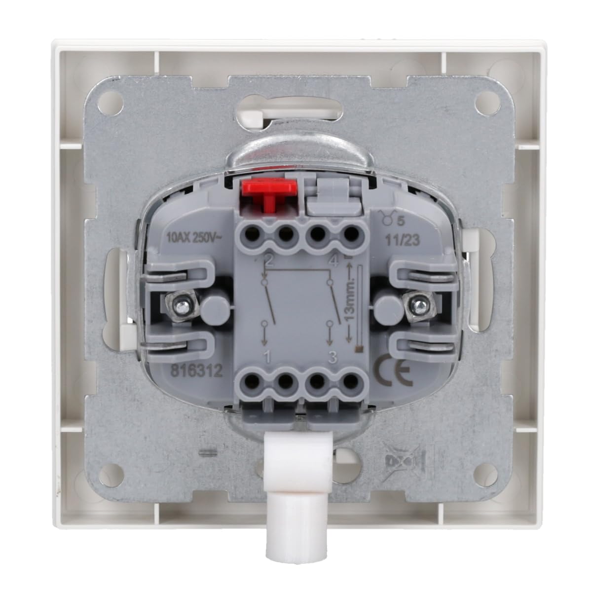 Pana_sonic Karre Plus 55 10er Komplett-Set: WDTM01092NC Serienschalter Einsatz + WDTR00091WH Serienwippe weiß 55x55 mm + WDTF00012WH Abdeckrahmen 1-fach, weiß 55x55 mm