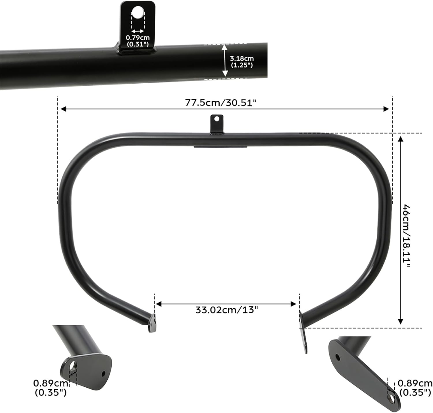 XMT-MOTO 1.25" Engine Guard Highway Crash Bar Fit For Honda '04-'24 VT750 Shadow AERO models '10-'24 VT750 Shadow Phantom models '07-'14 VT750 Shadow Spirit C2 shaft drive Black