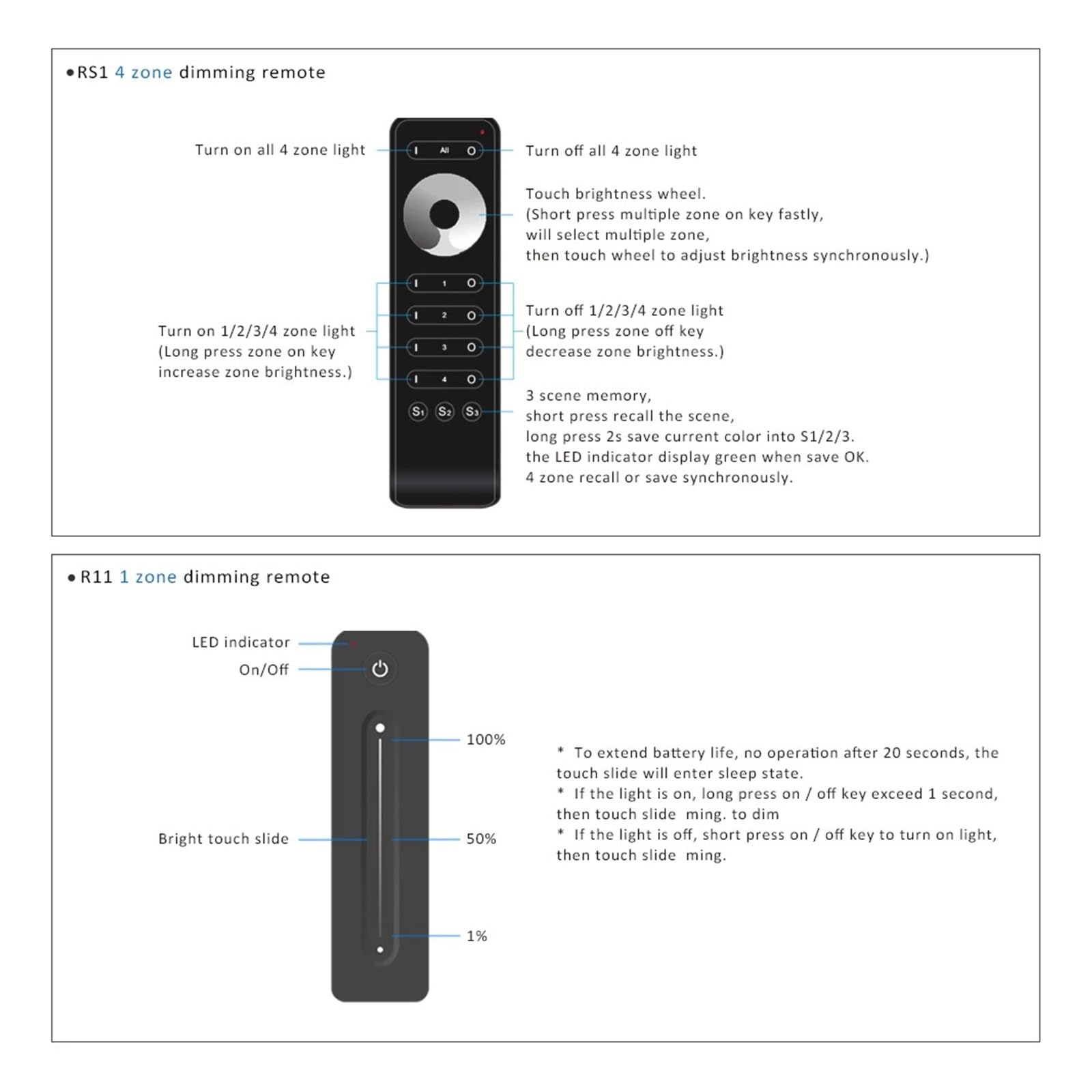 Controlador regulador de intensidad LED 220V 110V 230V AC Triac Dimmer 2,4G Control remoto 220 voltios S1-B interruptor de botón atenuador for bombillas LED(S1-B and R1-1 Black)