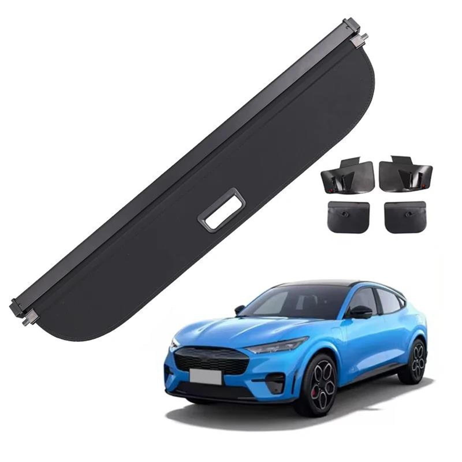 Genérico Cubierta de Carga para Maletero Cubierta De Carga Retráctil Maletero para Ford para Mach-E 2021-2024 Estante Paquetes Escudo Antipeeping Privacidad Interiores Coche(Canvas)