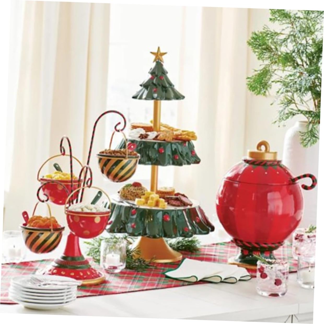 Espositore per Snack Natalizio in Resina Sicura Vassoio Portaoggetti Multifunzionale per Dolci e Piatti per Spuntini Decorazione da Tavolo per Feste di Natale e Celebrazioni
