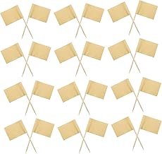50 Pcs Blank Toothpick Flags, Cocktail Sticks Mini Food Labels Flags, Kraft Paper Food Labels (3.5 * 2.5cm), Cheese Plate & Cupcake Toppers for Party Birthday Cake Food Cheeseplate Cheese Markers