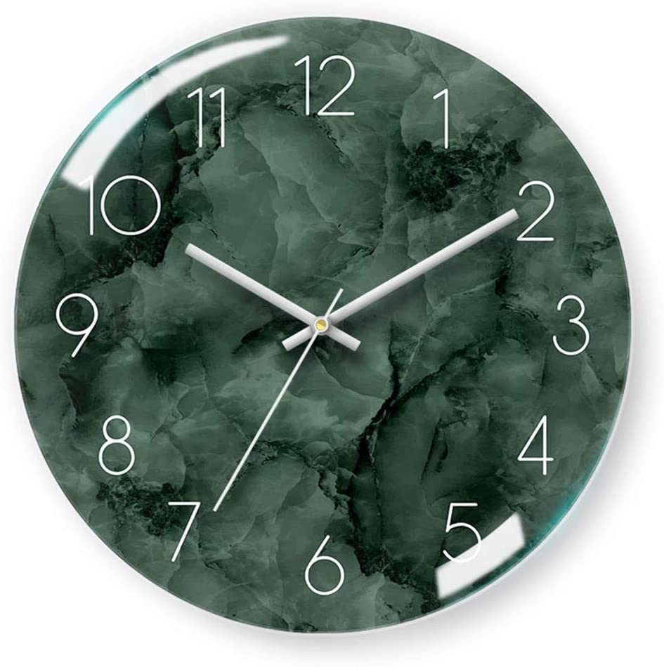 Horloge murale simple motif vert et quartz en verre pour un salon épuré