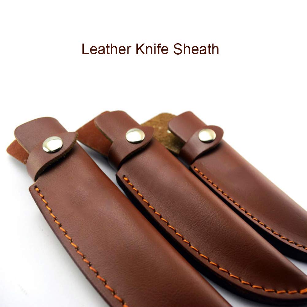 Cuero Marrón Hoja Fija Cuchillo Vaina Cinturón Loop Caso Titular Bolsa Bolsa - Caza Cuchillos Cuero Vaina Universal Cuchillo Edge Guard