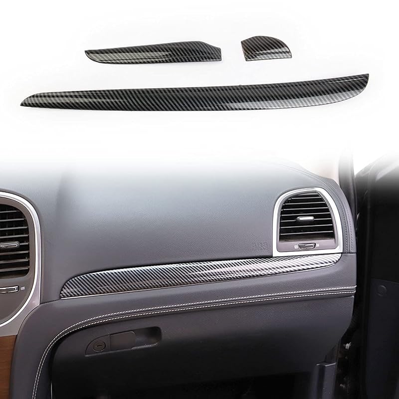 Capa de proteção para painel de controle em ABS com acabamento estilo fibra de carbono para Chrysler 300 2015–2021 crosselec
