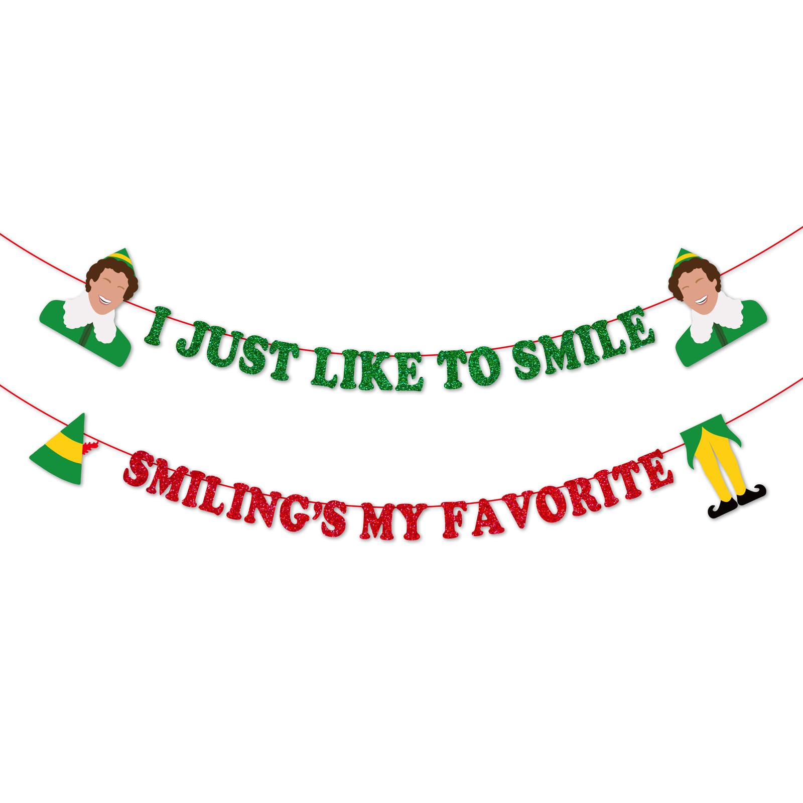 Funny Elf Christmas Decorations, Novelty Buddy The Elf Party Banner Decor Supplies, Holiday Hanging Sign for Fireplace Mantle Wall Decor, Christmas