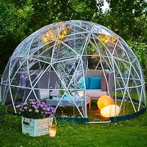 Garden Dome Igloo Bubble Tent, 3.6M Transparante Tent Voor Tuin, Weerbestendige Camping Patio Igloo, Geodetische Koepeltent Voor 2-7 Personen