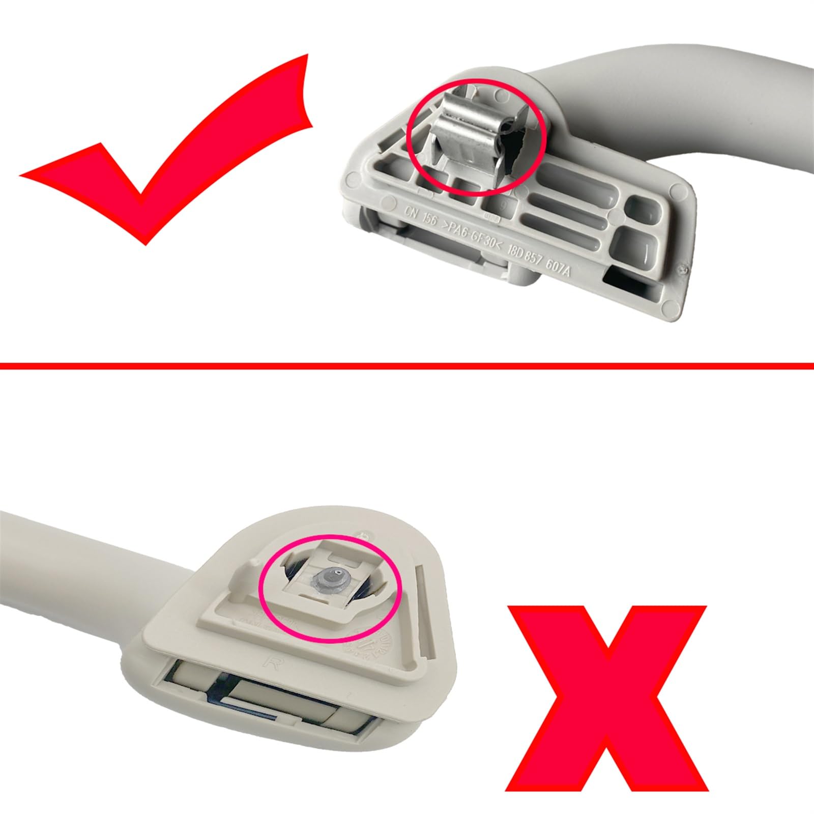 1x/4x Maniglia di sostegno for soffitto superiore for tetto | interno grigio for auto, per VW, per POLO 5 6R, per Jetta 6, per Passat B7 2011-2015