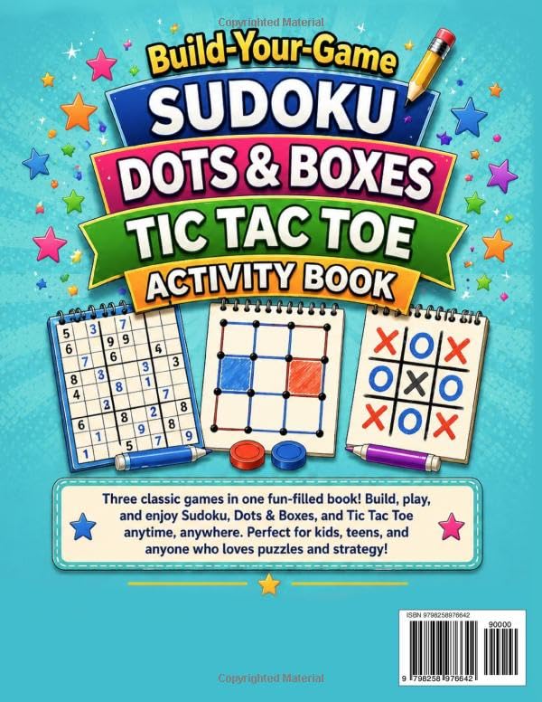 Build-Your-Game Puzzle Activity Book: Sudoku, Dots & Boxes, Tic Tac Toe | Create, Draw & Play Your Own Brain Games for Kids & Teens (Build-Your-Game Series) image 3