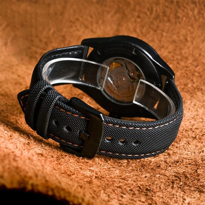 Bracelet montre nylon carbone cuir Mido Commander M021 21mm