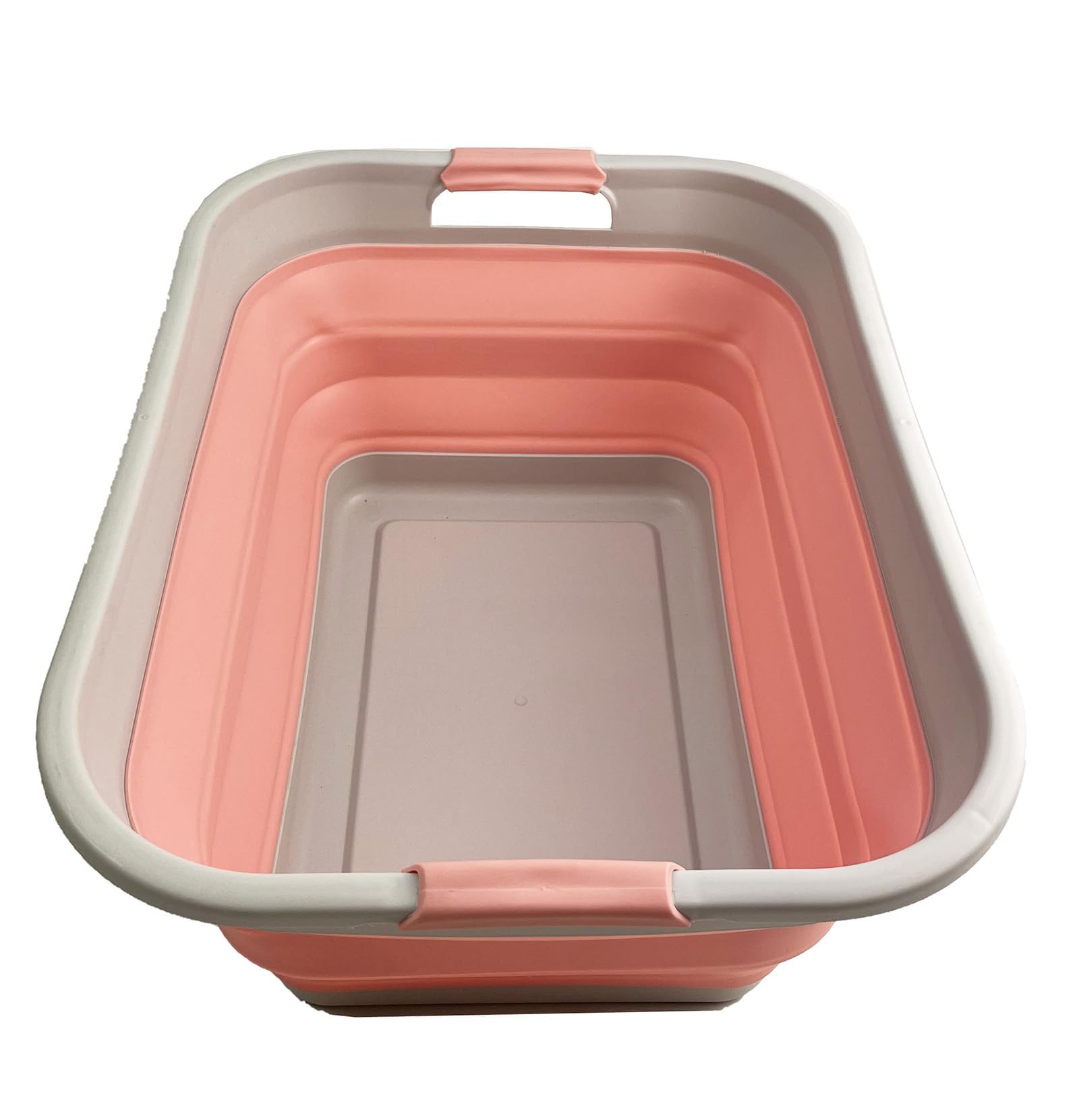 SAMMART 41L Collapsible Plastic Laundry Basket-Foldable Pop Up Storage Container/Organizer-Portable Washing Tub-Space Saving Hamper, Water capacity 32L (Grey/Quartz Pink)
