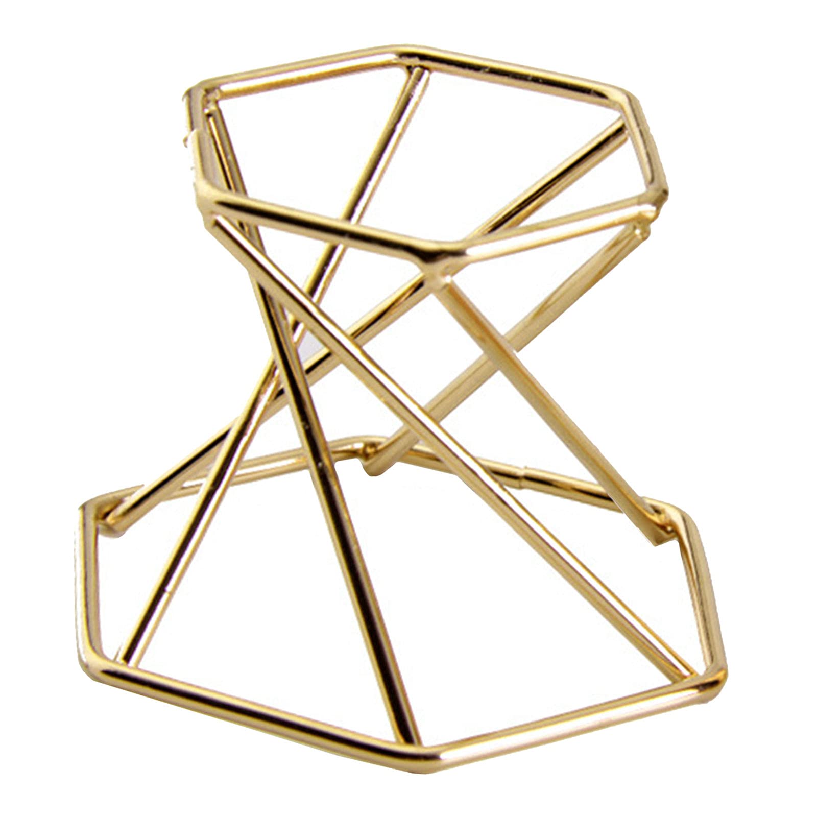Support Hexagonal En Métal Doré Pour Géode, Fossile, Cristaux - Présentoir Décoratif Bureau (42 Mm)