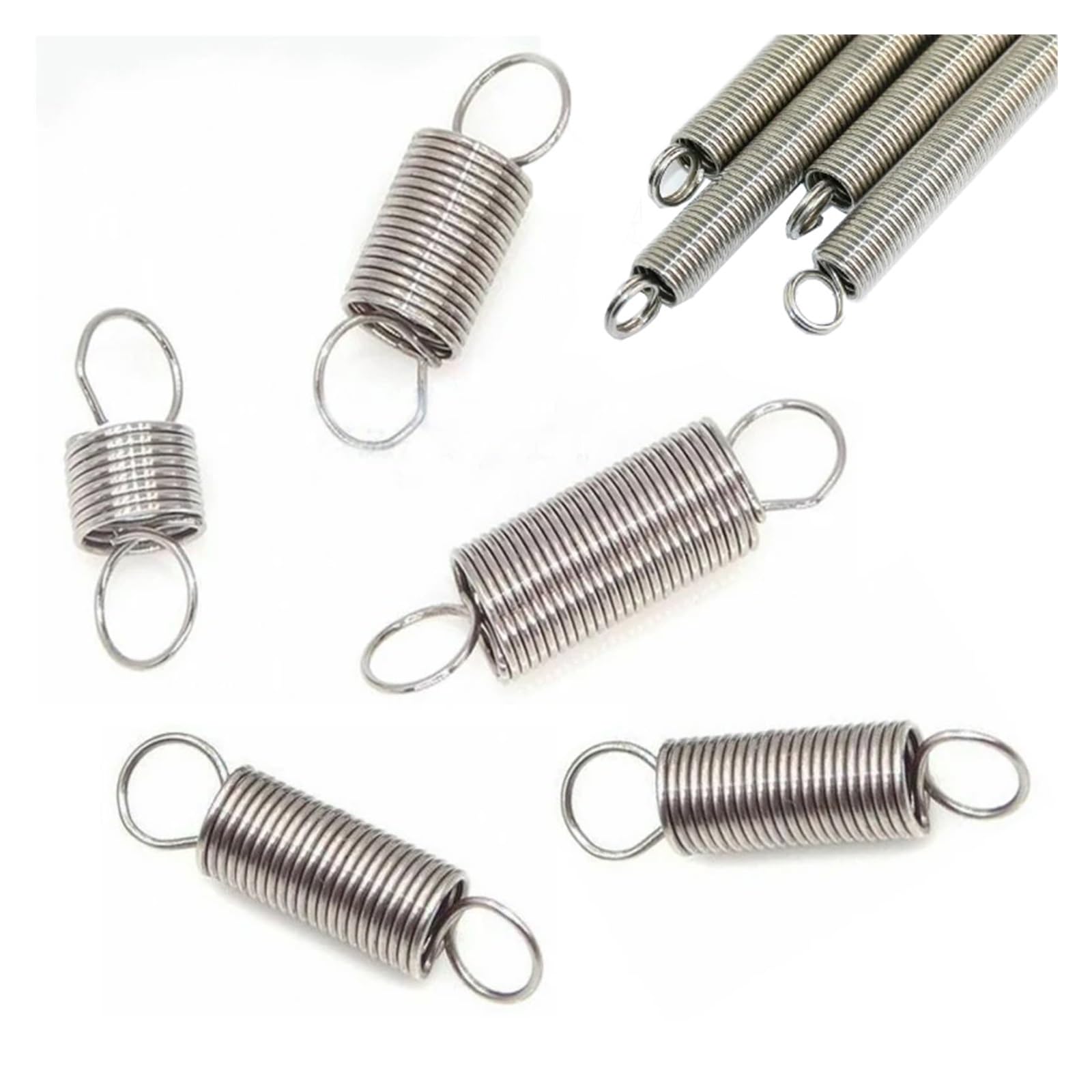 Zugfeder 10 Stück kleine Spannfedern aus Edelstahl mit Doppelhaken, Draht 0,3–0,6 mm, Außendurchmesser 3–8, Länge 15–50(40mm,0.5x6mm)