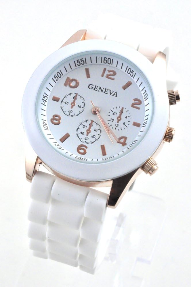 Unisex Silicone Gel Ceramic Style Jelly Band Classic Watch White