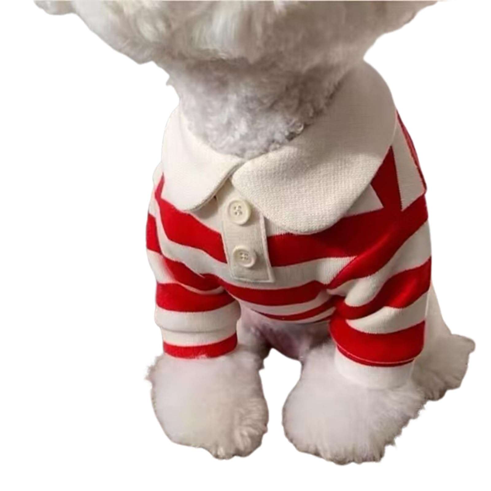 Striped Shirt for Small Dogs, Cut Dog Clothes, Soft Summer Fall Pet Outfit for Puppies and Cats, Black White Button Up Shirt for Boy and Girl Dogs (Red, M)
