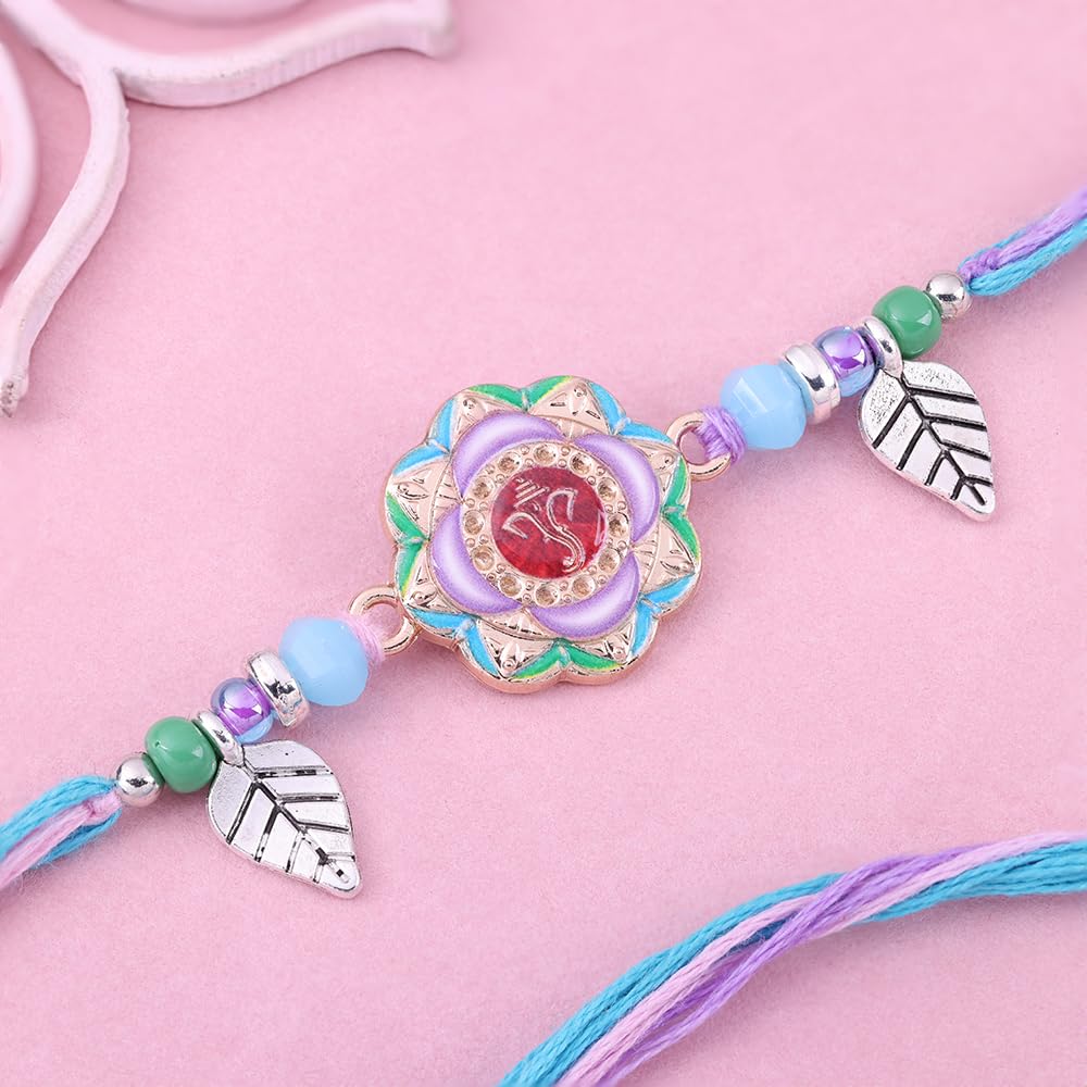 Floweraura Raksha Bandhan Celebrations Handcrafted Designer Divine Ganesha Rakhi - Rakhi Set for Brother | Bhai | Kids | Boy | Cousins | Handmade Rakshabandhan Gift Set