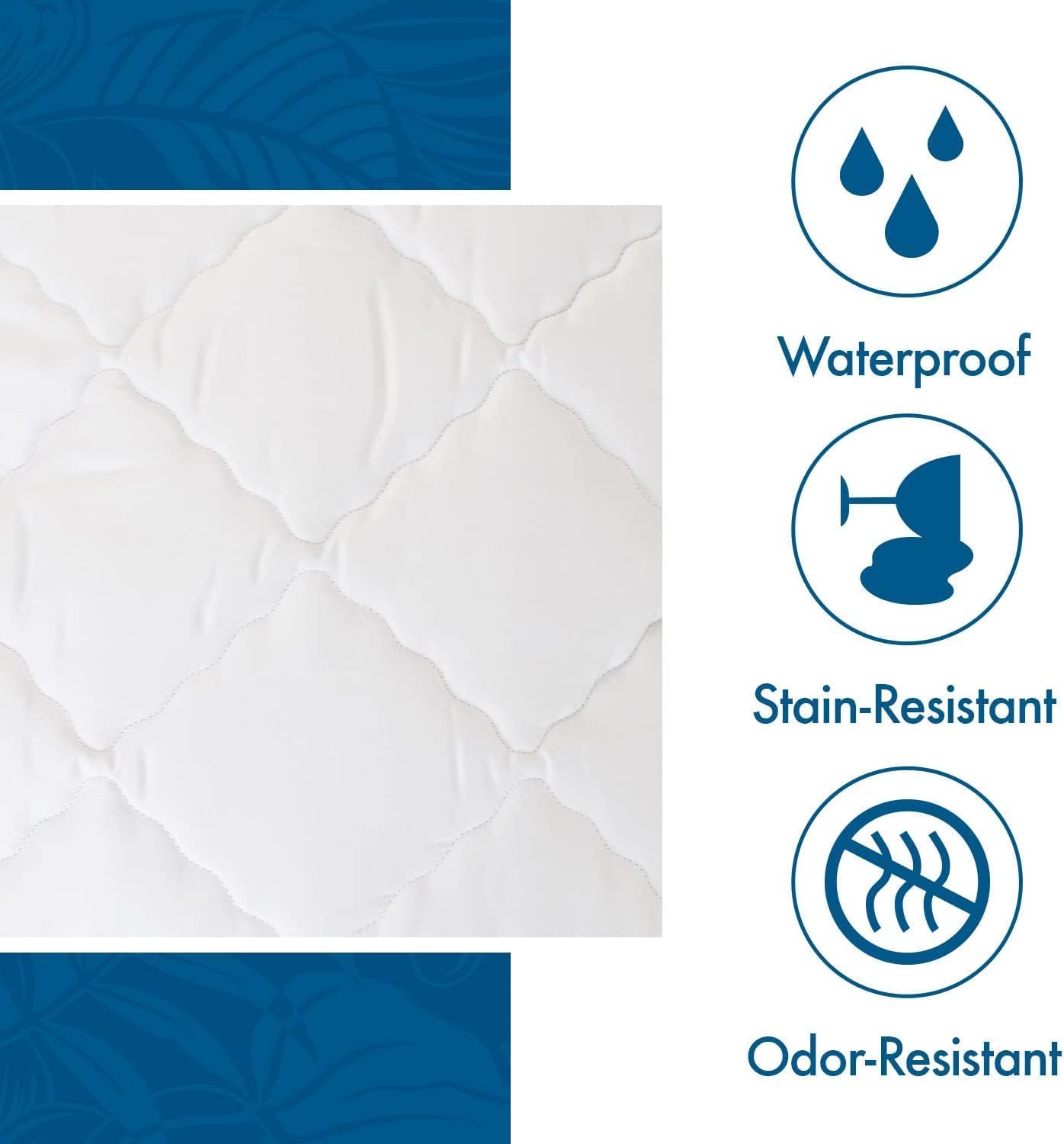 Tommy Bahama 400TC Triple Protection Waterproof Mattress Pad (White, Twin XL)