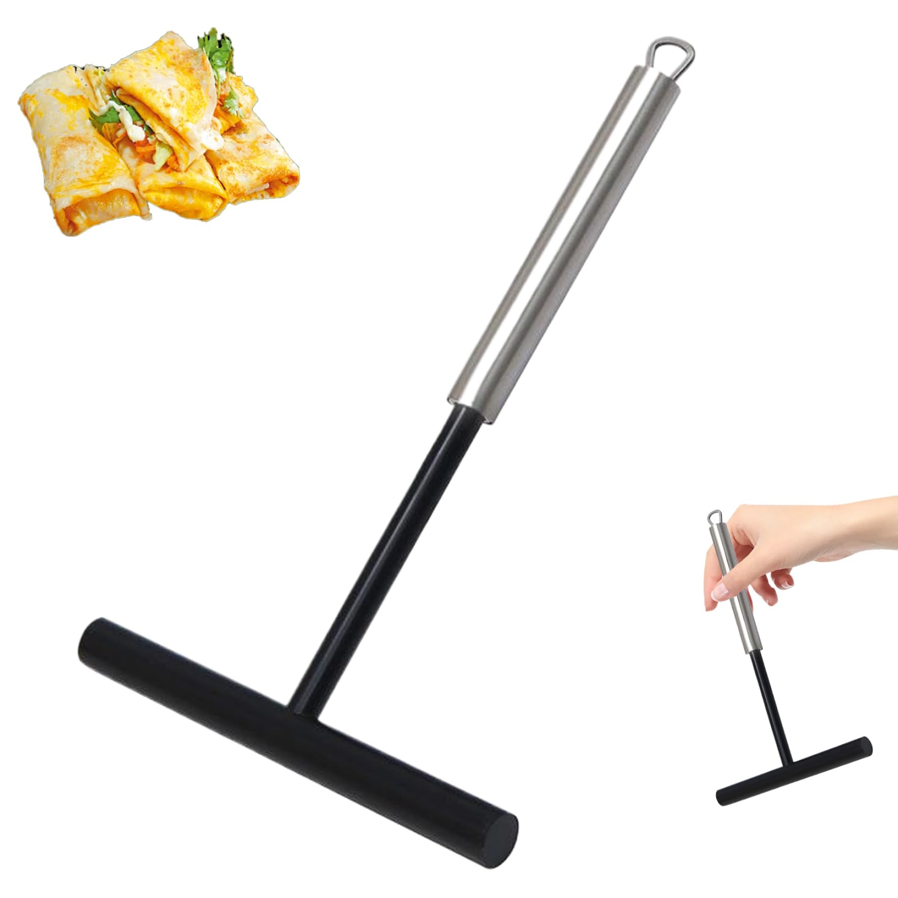 Spatola per crêpe in acciaio inossidabile a forma di T, strumento per spalmare crêpe, stendipasta sospeso