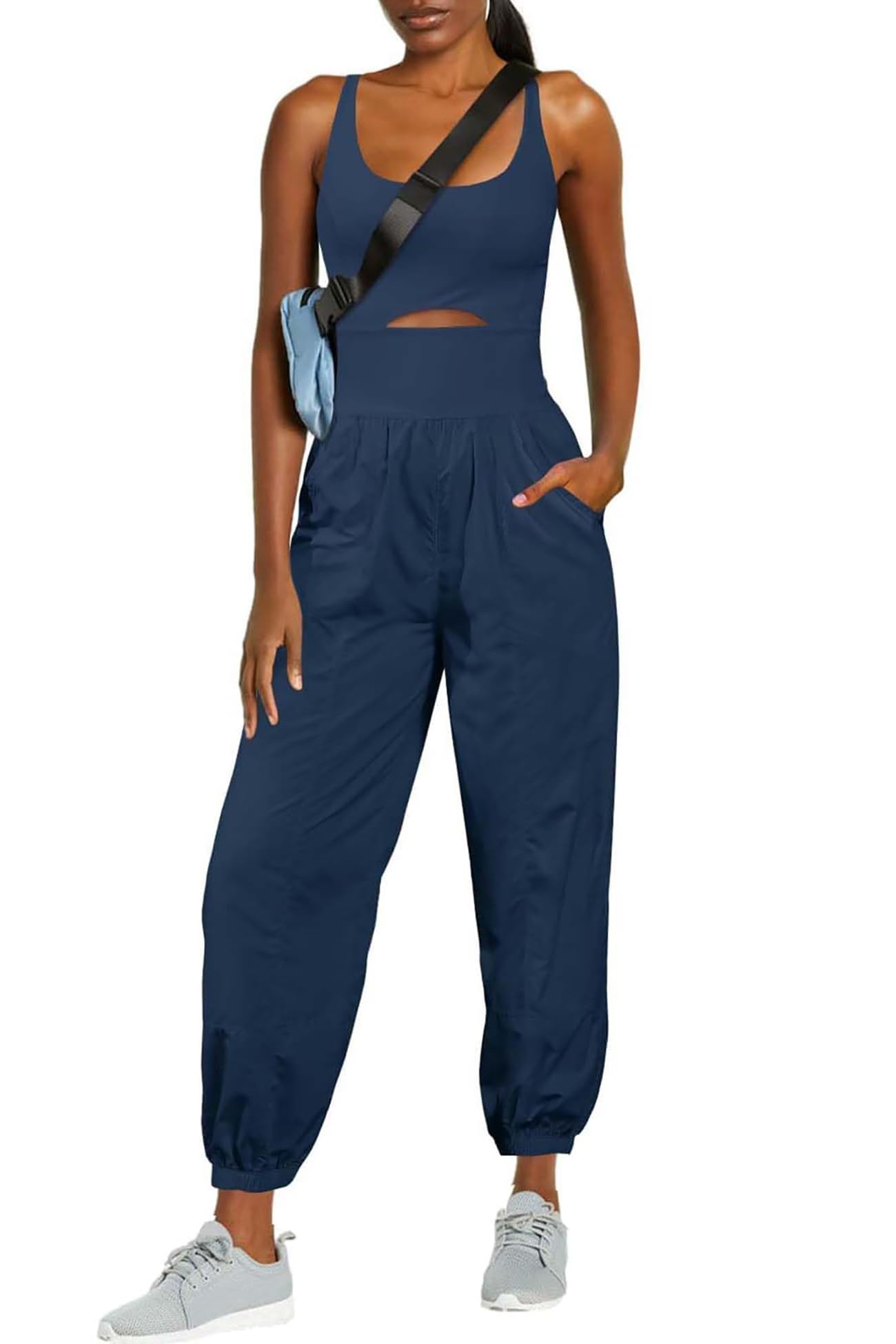 ReachMe Womens Running Onesie Athletic Romper Pants Hiking Outfits One Piece Workout Jumpsuits with Pockets