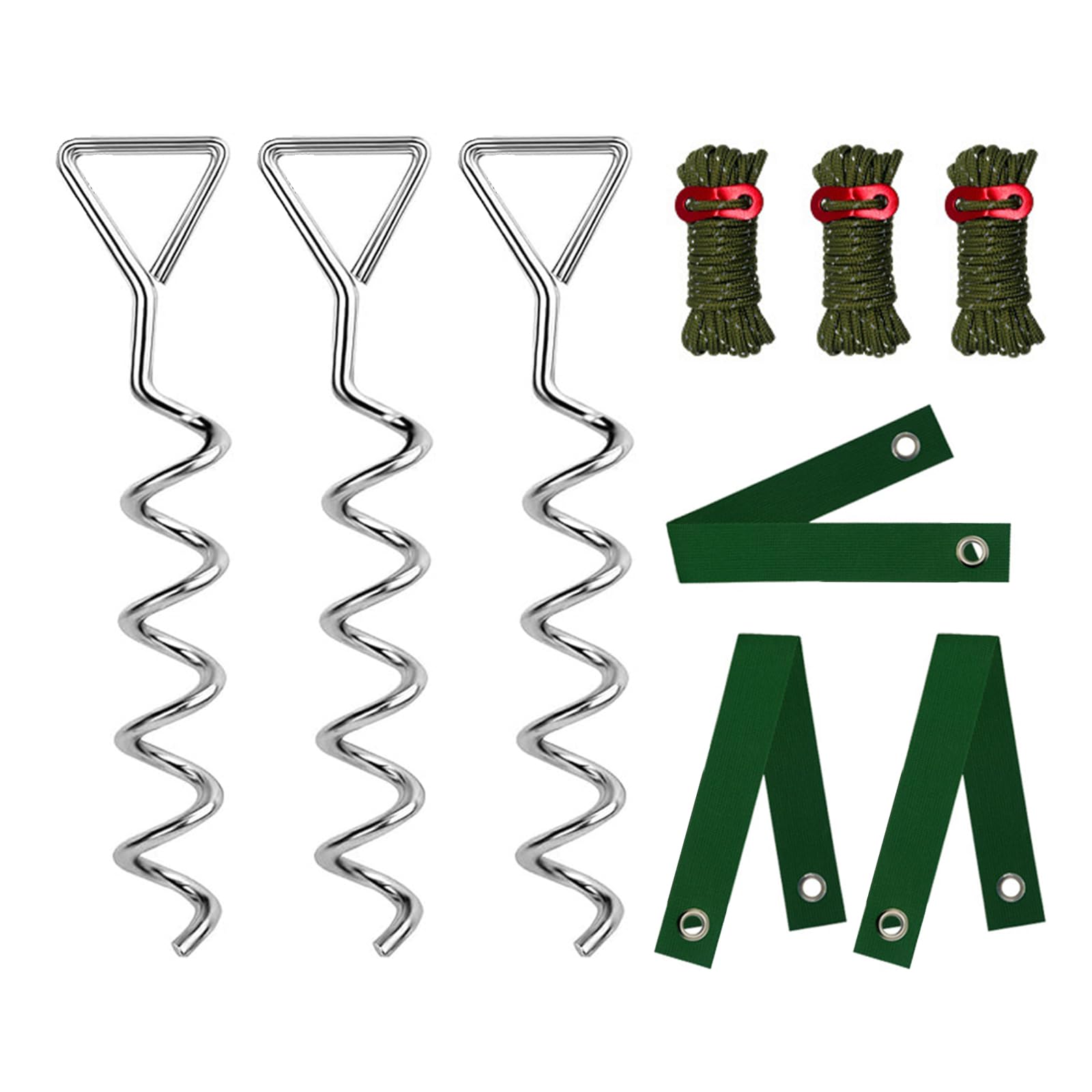 Hdoytxxm Silver Floor Nails Tree Stakes And Supports For Leaning Trees, Multipurpose Garden Anchors Heavy Duty Coiled Trees Straightening Set Helical Tree Stake Set
