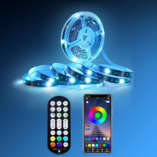 Miniatura 2 de Retroiluminación LED para TV, luces LED RGB de 16.4 pies para televisores de 55 a 70 pulgadas, control de aplicación Bluetooth, alimentado por USB