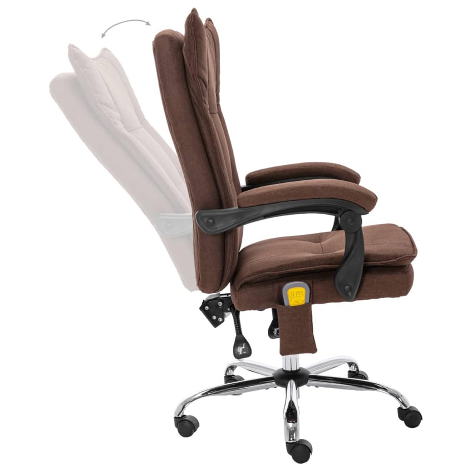 Sedia da ufficio massaggiante ergonomica con massaggio per schiena e seduta e funzione riscaldante, tessuto, marrone, 64 x 68 x (113-120) cm, 1 pezzo