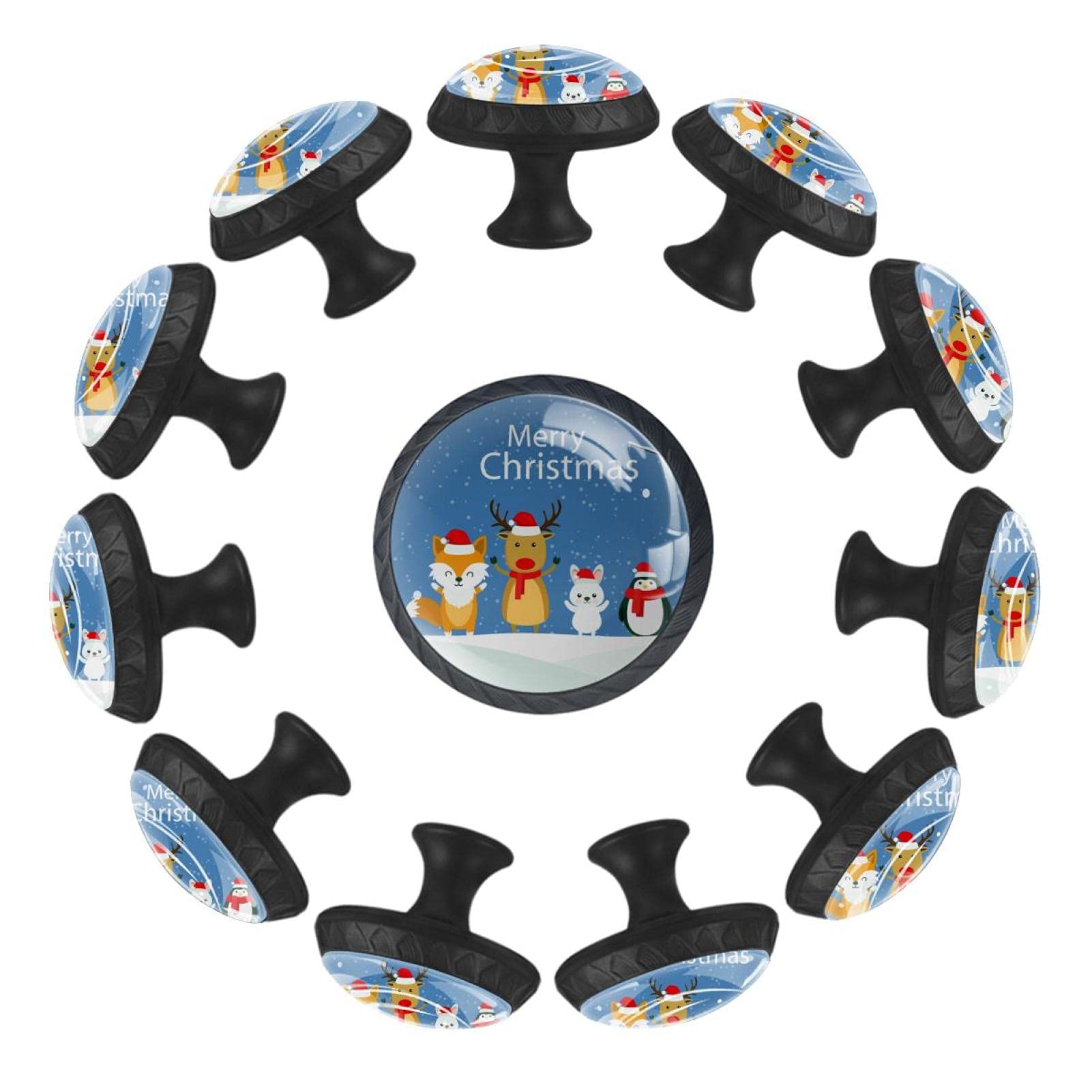 Boutons de tiroir ronds Noël lot de 12 pour commode enfant et crèche 35mm