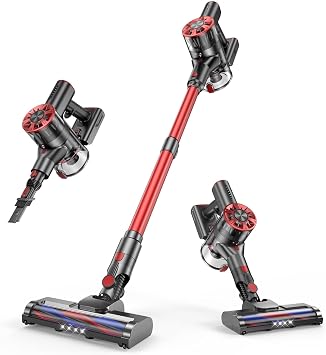 Comvtu 80,000PRM Vacuum Cleaner for Home, Powerful 4 in 1 Lightweight Stick Vacuum with 2 Adjustable Suctions, Max 40 Mins Runtime Vermilion