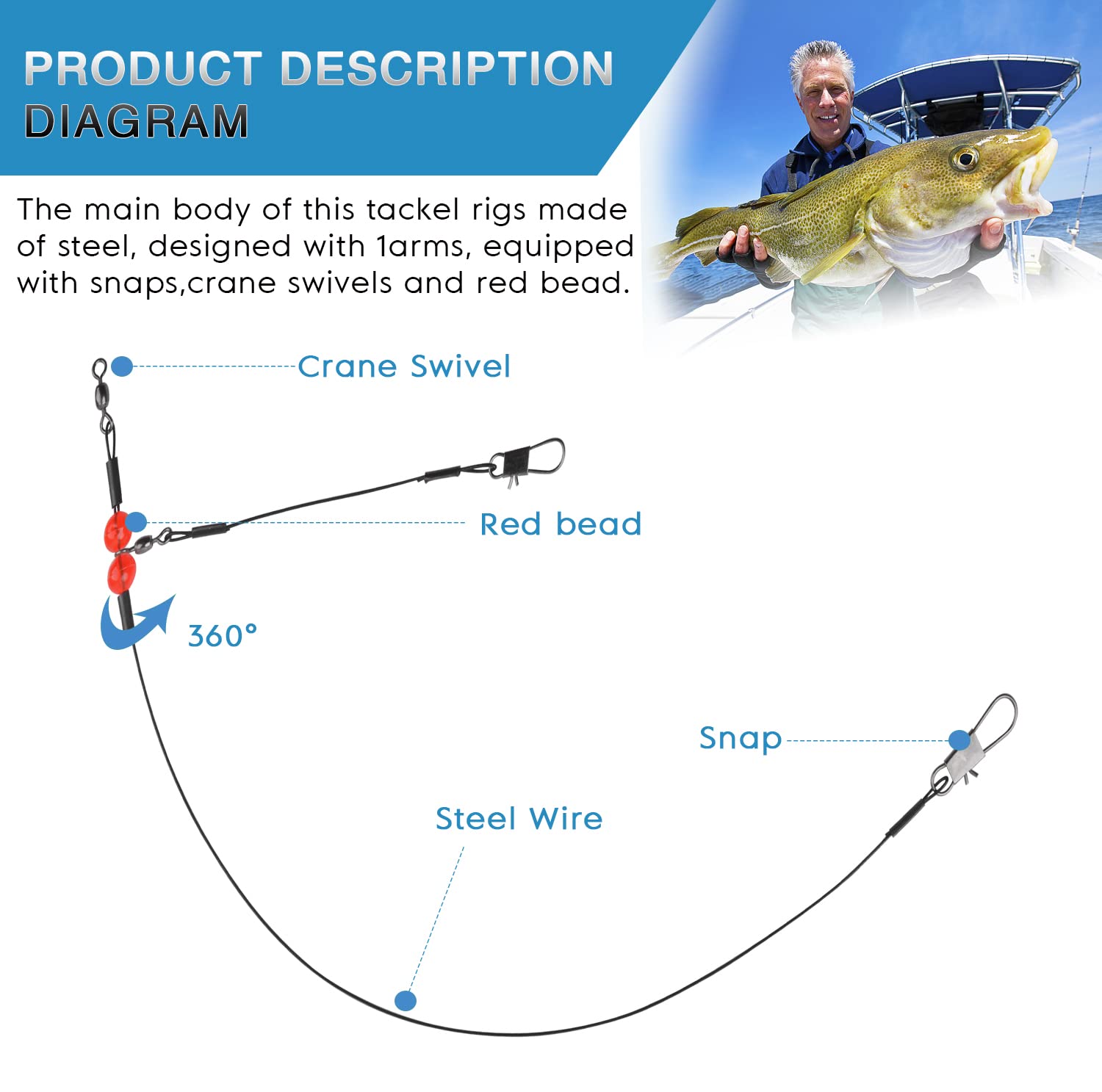Bas De Ligne En Fil Carbone Pour Pêche En Eau Salée, Résistant à L'usure, Portable, Avec 2 Ou 3 Positions De Crochet, 1 M Ou 1,4 M, Idéal Pour Calmar Et Poissons, étui Compact