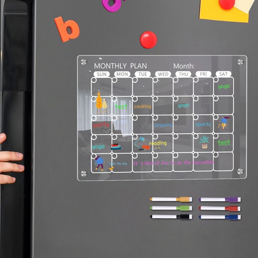 Tablero planificador acrílico con imanes fuertes para organización cocina oficina