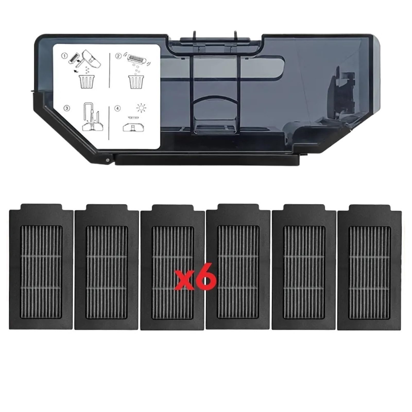 Compatible con Ecovacs, Depósito Polvo & Filtro T50, para Robot Asp