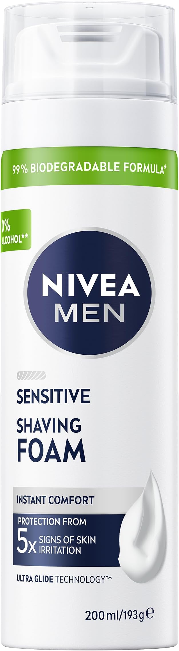 Sensitive Shaving Foam Pack of 6 (6 x 200ml) Sensitive Skin Shaving Foam, Shave Gel for Men, Shaving Gel for Irritated & Dry Skin with Witch Hazel