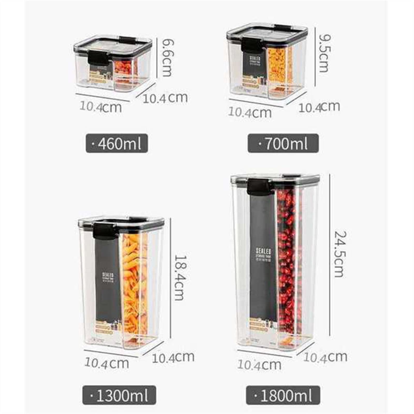 Set di contenitori Trasparente Plastica Storage Jar Kitchen Frigorifero Frigorifero contenitore alimentare interamente cereali da noce spice serbatoio di stoccaggio contenitori da cucina set Dispense