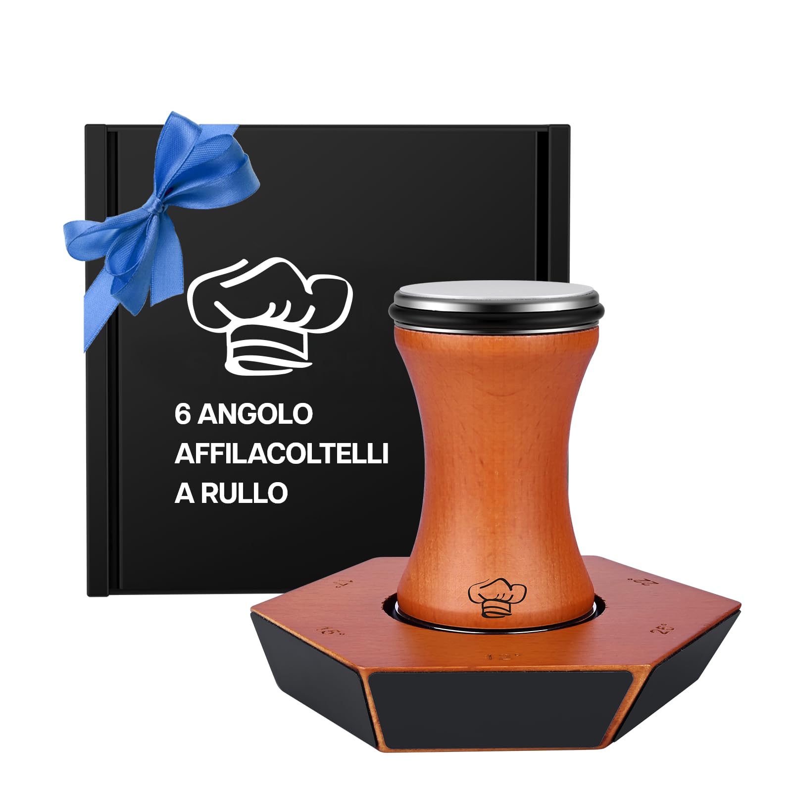 Affilacoltelli a Rullo di MMOBIEL – 6 Angoli Magnetici (12°, 15°, 17°, 19°, 22°, 25°) - Affila Coltelli da Cucina - Affilatore con 2 Dischi Diamantati - Kit Manuale - Regalo Natale Donna & Uomini