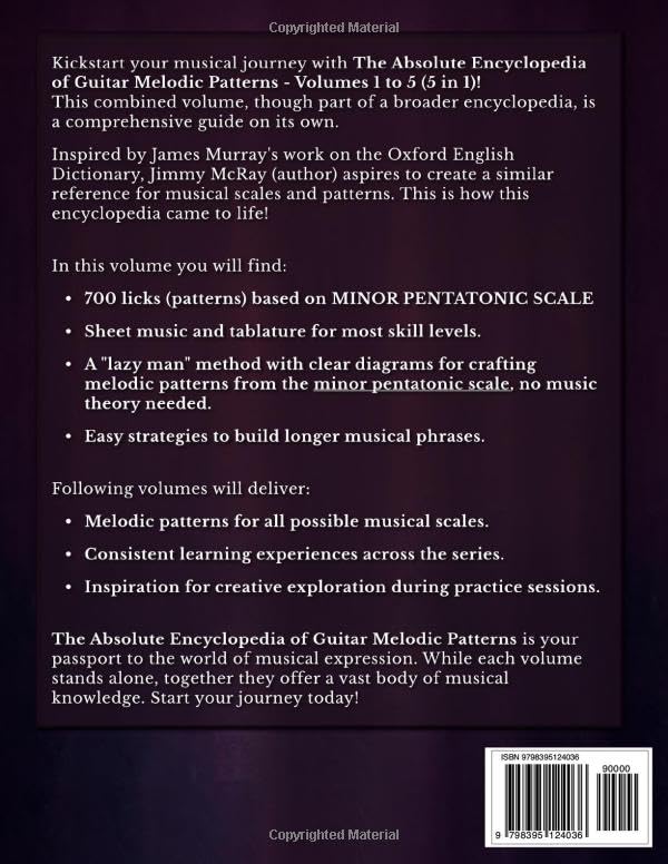 Miniatura 2 de The Absolute Encyclopedia of Guitar Melodic Patterns. VOL. 1 to 5 (5 in 1) Minor Pentatonic Licks Collection. 700 Practical Examples. Notes and