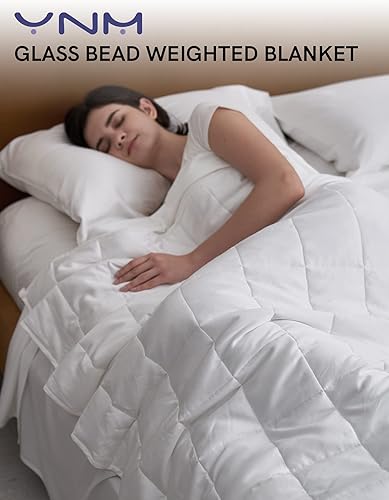 Vista 176 de YnM - Manta con peso para adultos, algodón pesado, perlas de vidrio refrescantes para usar todo el año, ideal para una persona de 240 libras