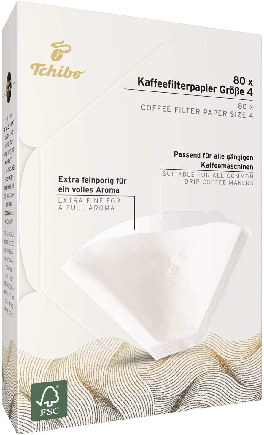 Tchibo Coffee Filter Paper - Size 4, 80 Pieces, White