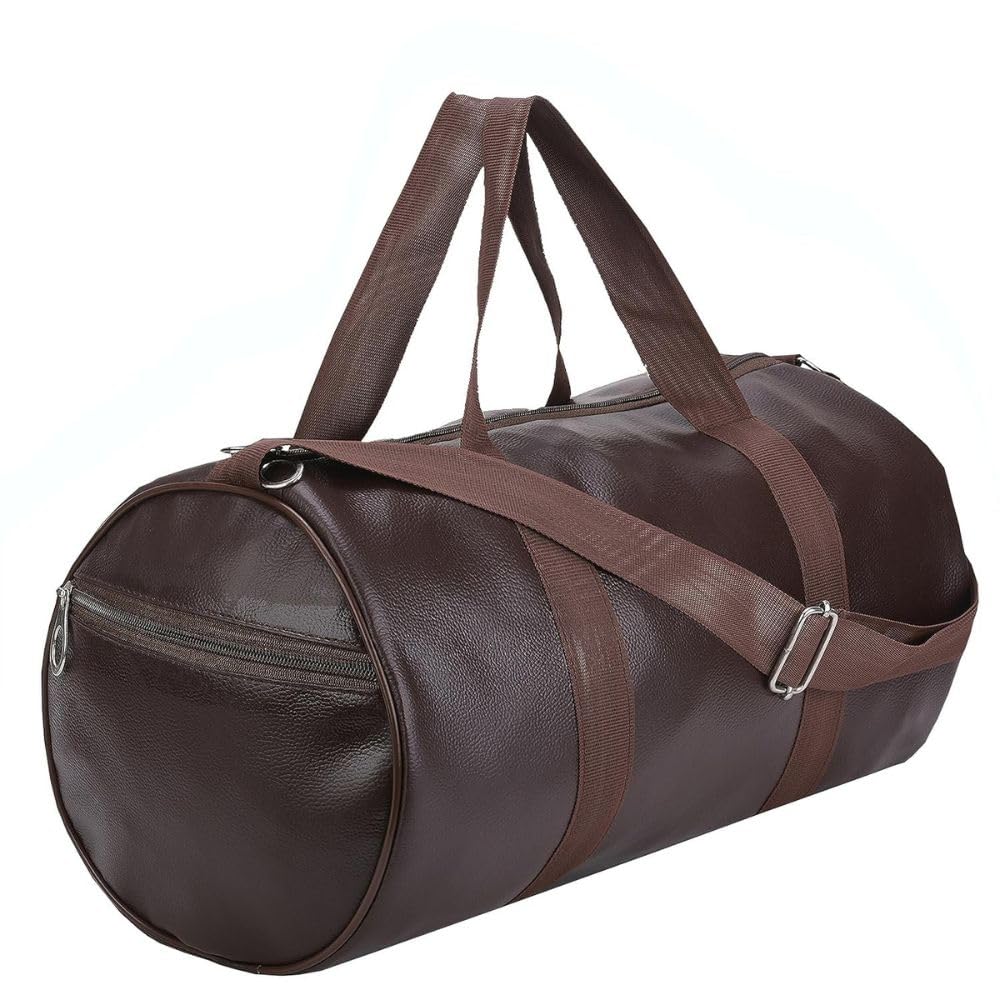 fit focus 20L Leather Trendy & Classic Duffle Gym Bag for Men & Women Leather Gym Bag with Shoulder Strap Sports Bag Yoga & Travel Bag for Boys & Girls Duffle Bag & Travelling Bag Outdoor (Brown)-picture-29