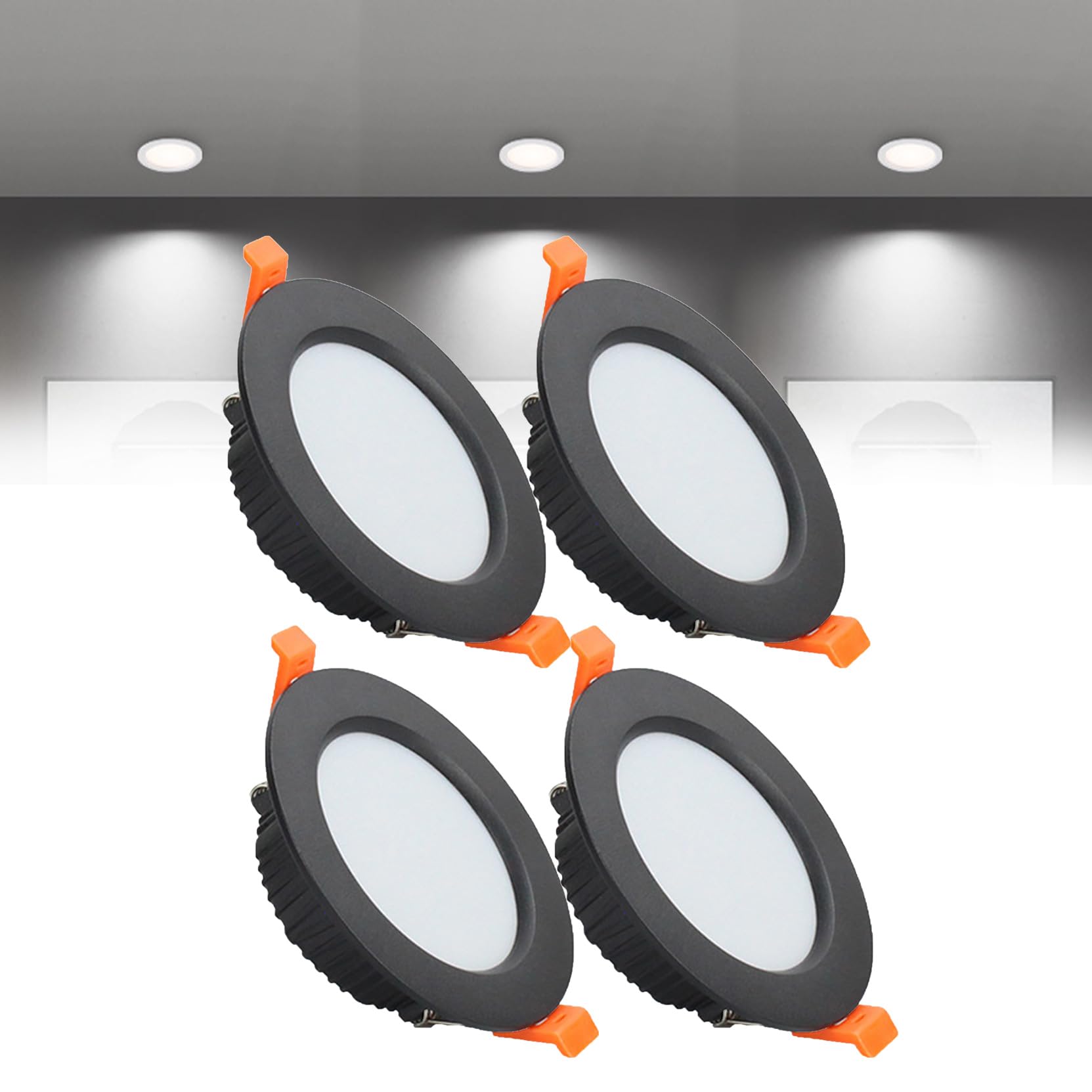 Syibelters 7W LED Recessed Ceiling Lights 108mm Cold White 6000K 7W 240LM, Cut Φ80-90mm, AC110-240V Ultra Slim Downlights, LED Panel Light for Living Room Hallway, 4 Pack