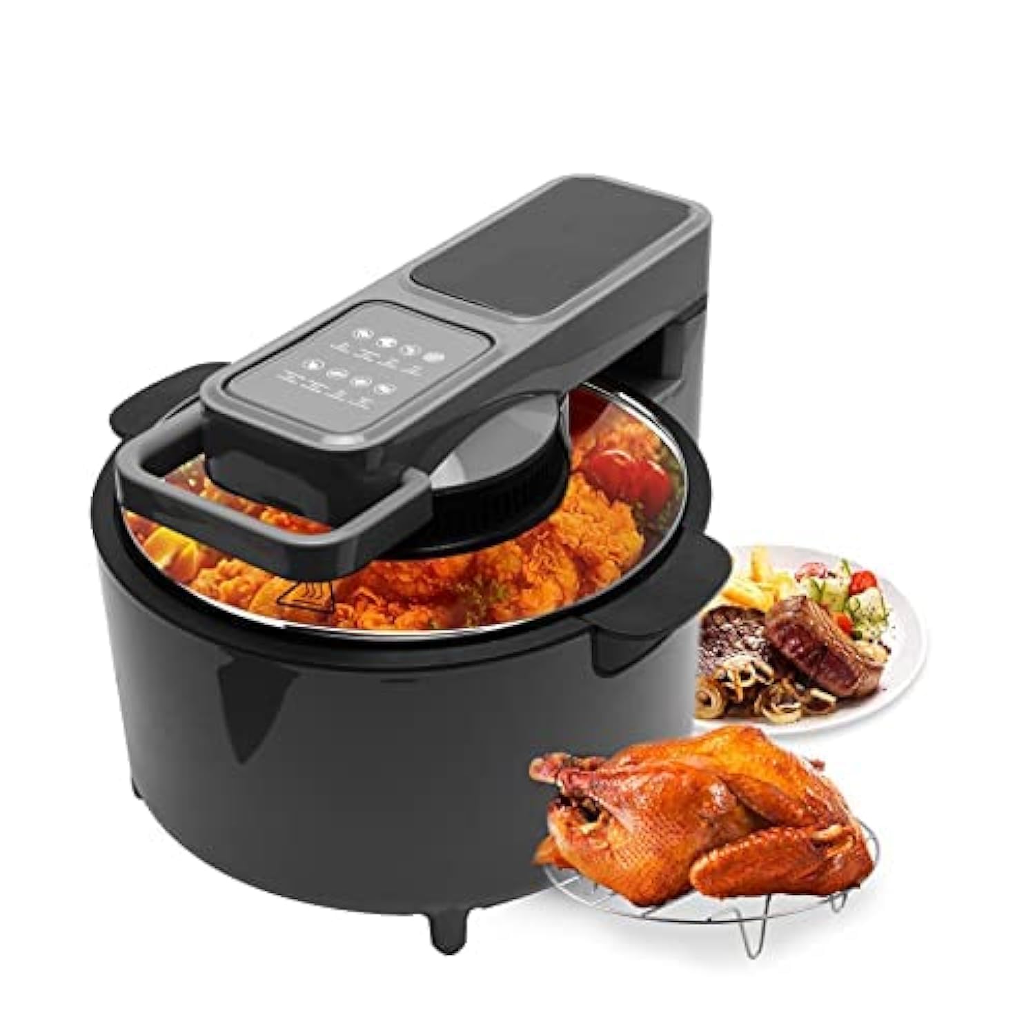 TDOO 8 Liter Air Fryer Timer & Temperature Controls, 8 Touch Screen Preset with Digital LCD Touch Screen, with Glass Lid, Non-stick Basket, Oil-Less Healthy Cooker, Min 1 Year Manufacturer Warranty"