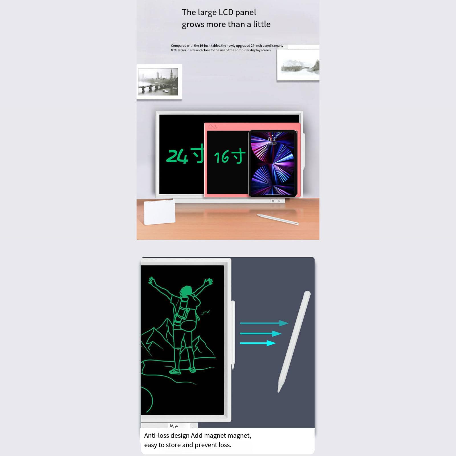 24 pollici grande schermo Business Training Lcd Handwriting Board Light Energy Meeting Progetto Blocco note