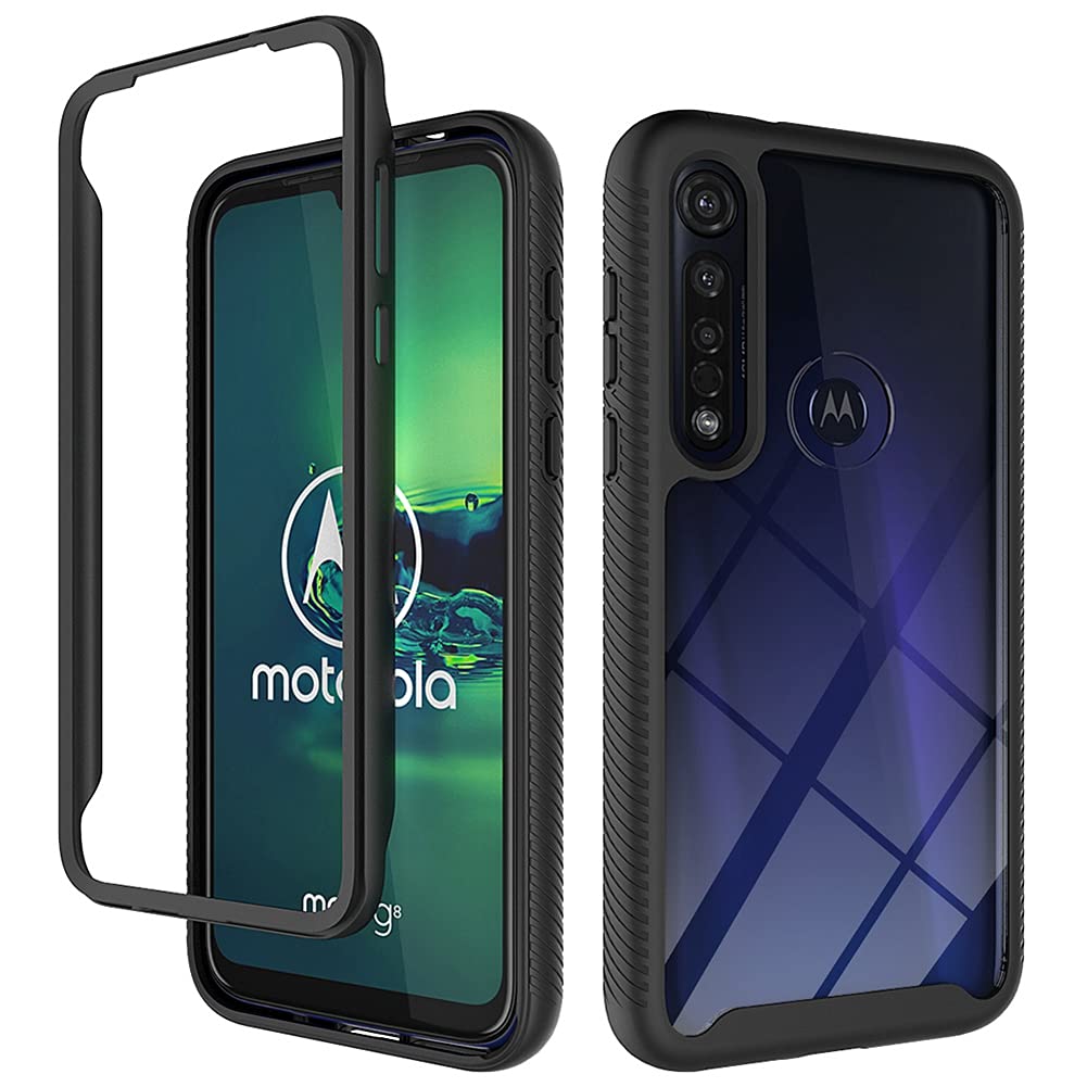 Hicaseer Case for Moto G8 Plus,Ultra-thin PC+TPU Textured Double Soft Shock and Drop Resistant Case for Motorola Moto G8 Plus 6.3" - Black