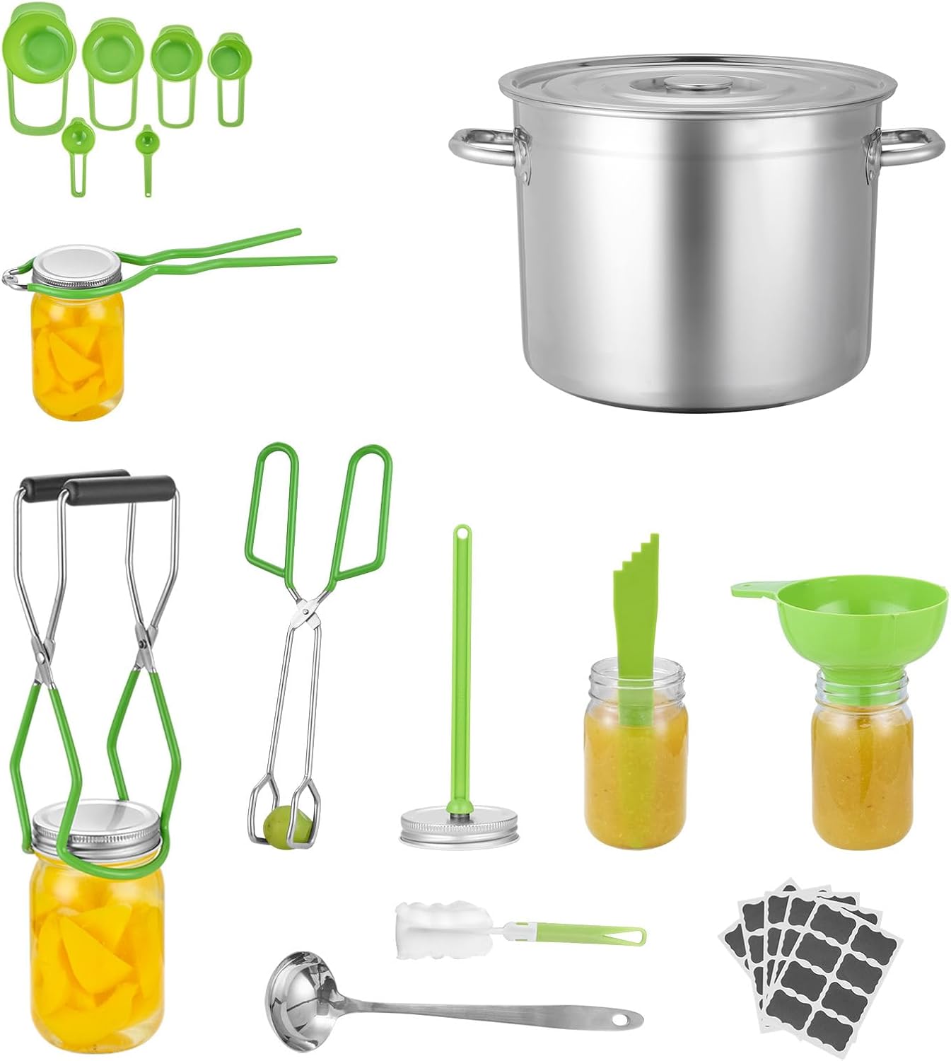 Happybuy Canning Supplies Starter Kit, 11-Piece Stainless Steel Water Bath Canning Kit for Beginners, Complete Canning Tools Set: Pot, Rack, Lid, Ladle, Funnel, Tongs, Jar Lifter, Wrench