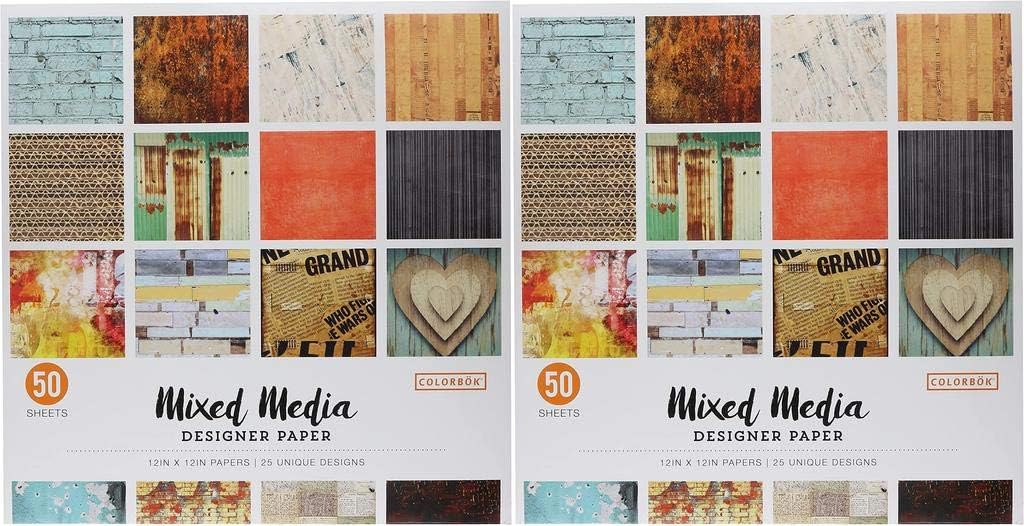 ColorBok 73470B Designer Paper Pad Mixed Media, 12" x 12", Multicolor