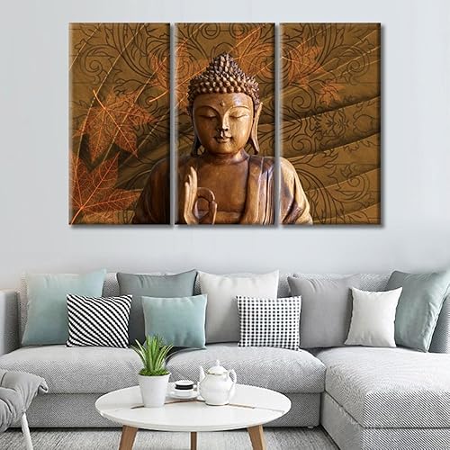 Vista 264 de TUMOVO Wall Art for Living Room Buddha Sculpture Flower Paintings Canvas Wall Art 3 Panel Wall Art Canvas Artwork Wall Decor Large Wall Decor Canvas