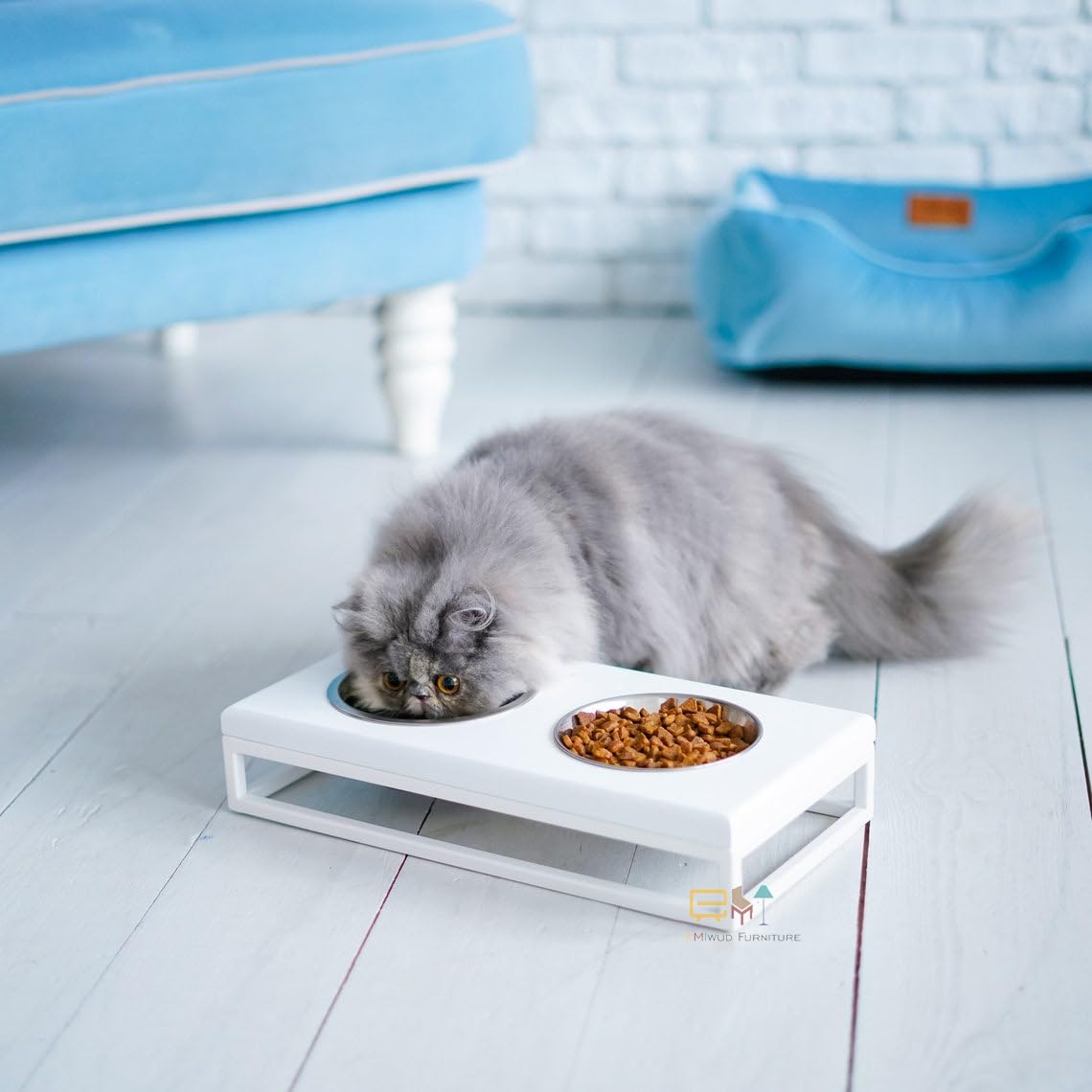 EMIWUD FURNITURE Elevated Bowl Stand for Cats and Small Dogs, Feeding Stand with Bowls (Small) (B0CDVDHXZ7) Amazon Price History, Amazon Price Tracker