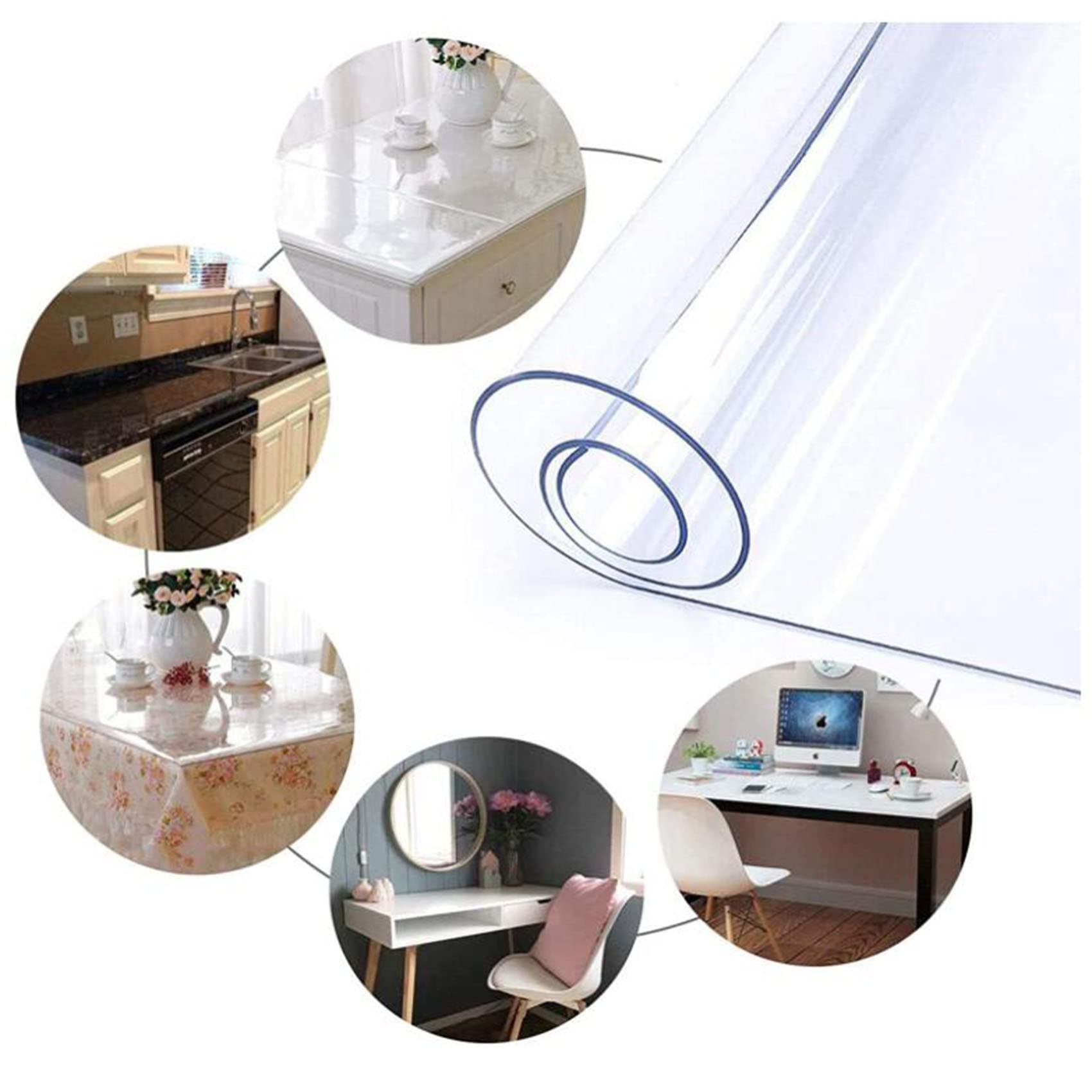 Tapete antideslizante de vinilo transparente, 2 mm de grosor, 70/90 cm de ancho, 100/280 cm de largo, perfecto para pasillo y cocina, protección de alfombras de pelo bajo
