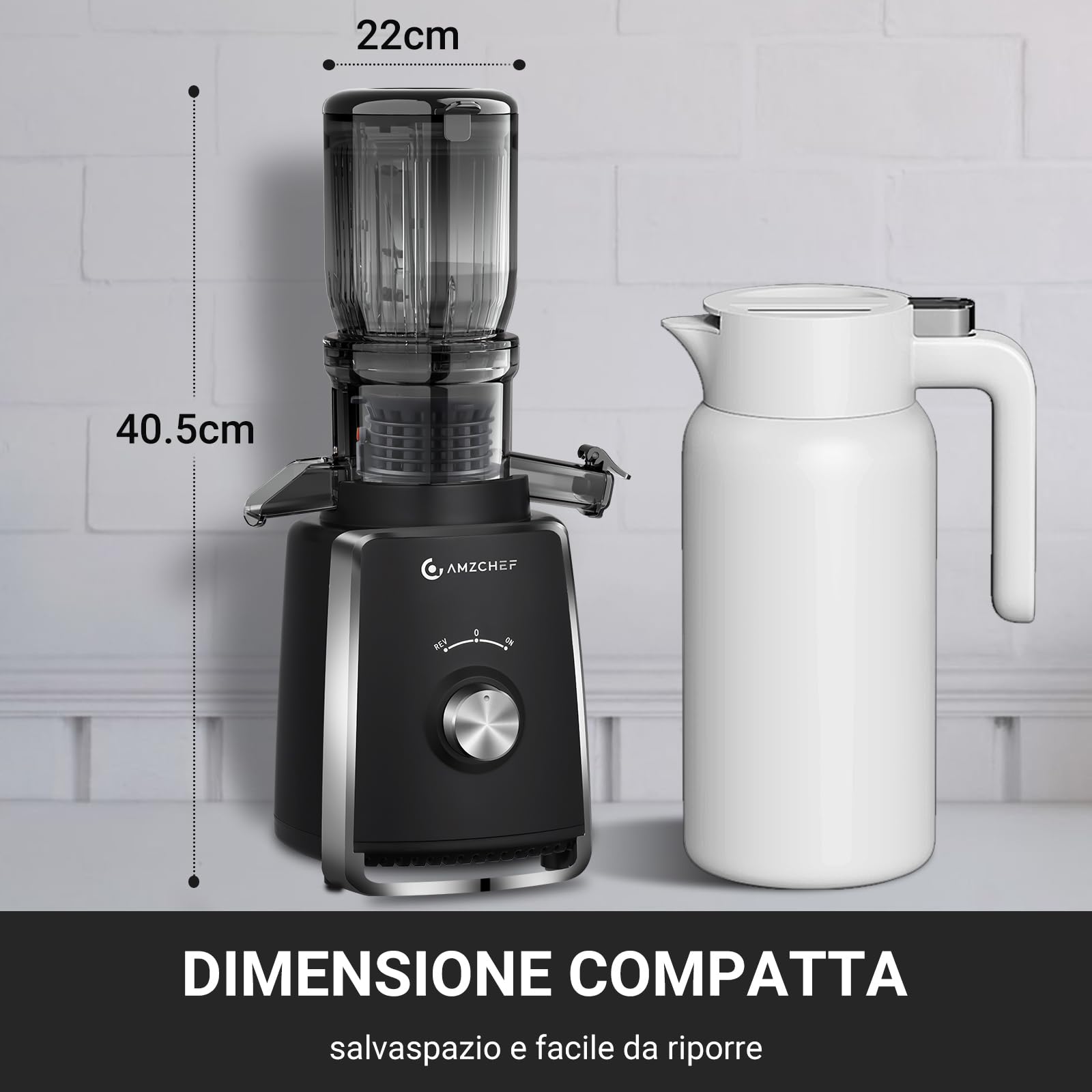 AMZCHEF Estrattore con 2 Filtri Brevettati ANTI-intasamento per Frutta e Verdura Morbida e Dura con Elevata Resa in Succo - Estrattore Frutta e Verdura con Apertura 103 mm per Frutta Intera - Nero